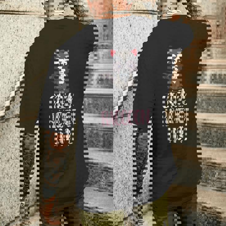 Crazy Raccoon Lady Raccoon Lovers メンズTシャツ バックプリント 彼への贈り物
