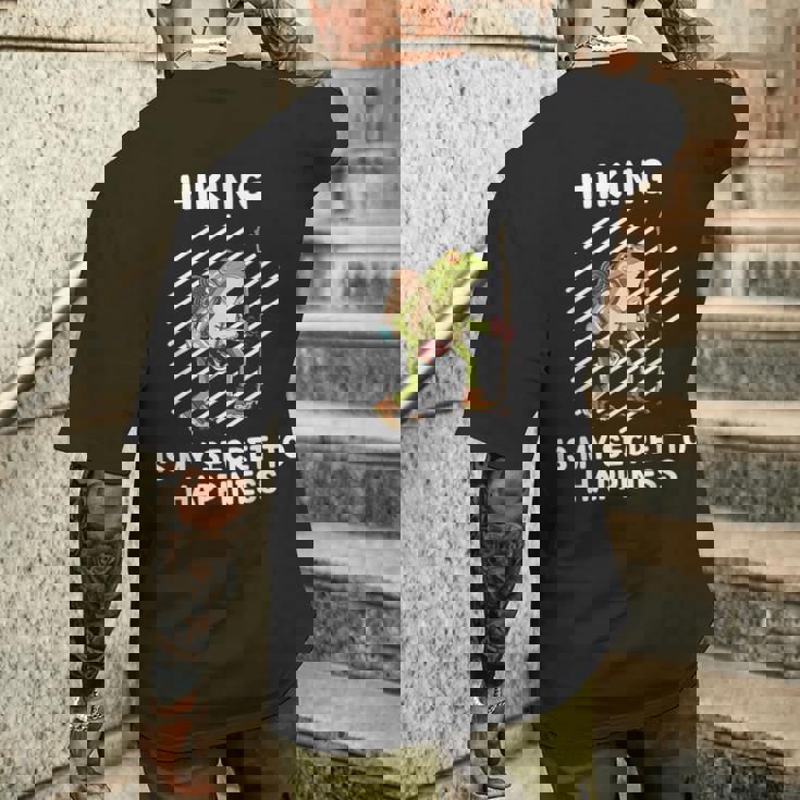 Cute Frog Hiking Is Myecret To Happiness カエル メンズTシャツ バックプリント 彼への贈り物