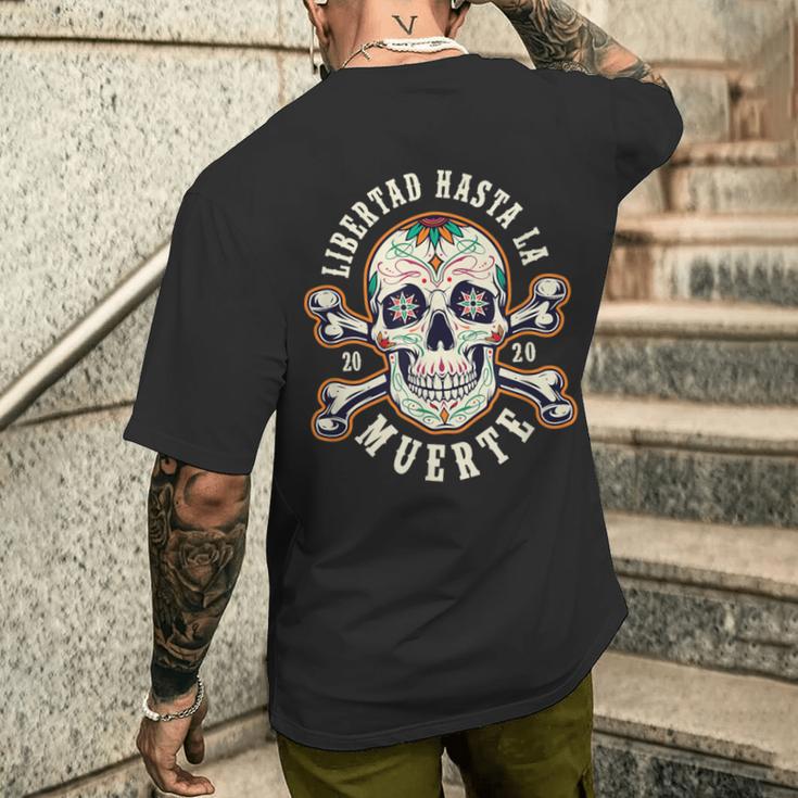 Dia De Los Muertos Tête De Mort Libertad T-shirt imprimé au dos Cadeaux pour lui
