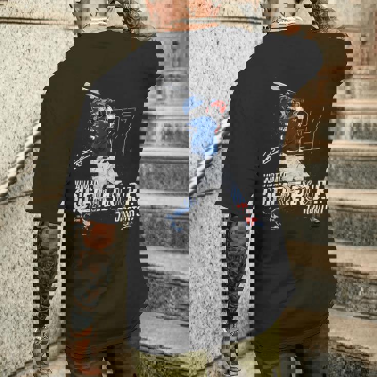 Dynamic Poseladimir Guerrero Jr Toronto Baseball Mlbpa メンズTシャツ バックプリント 彼への贈り物