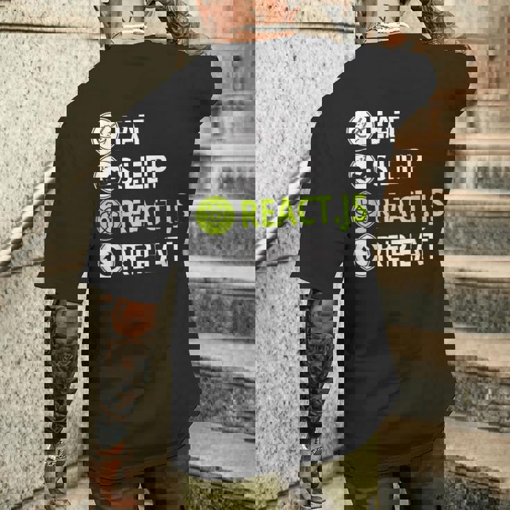 Eatleep ReactJs Repeat Javascriptプログラマー用 メンズTシャツ バックプリント 彼への贈り物