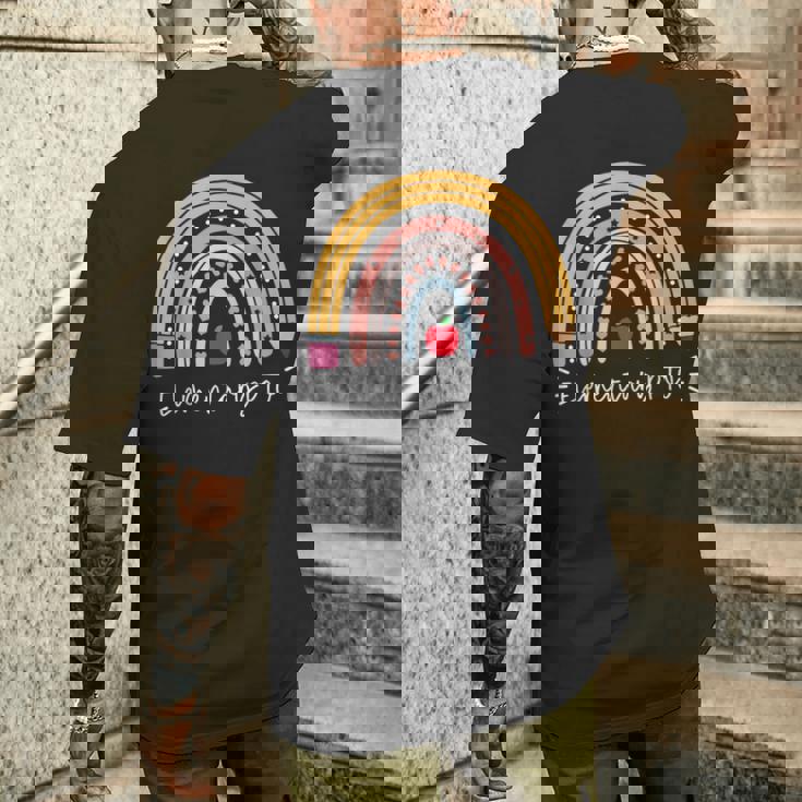 Elementary PTO Rainbow Parent Teacher Organization Student Men's Back Print T-Shirt Gifts for Him