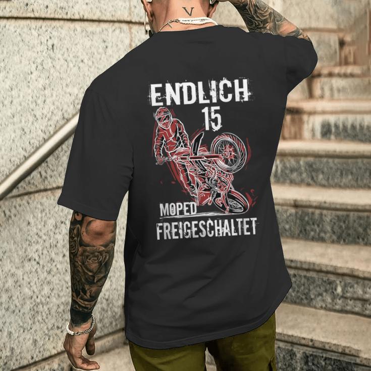 Endlich 15 Moped Freigeschaltet Geburtstag Mopedfahrer T-Shirt mit Rückendruck Geschenke für Ihn
