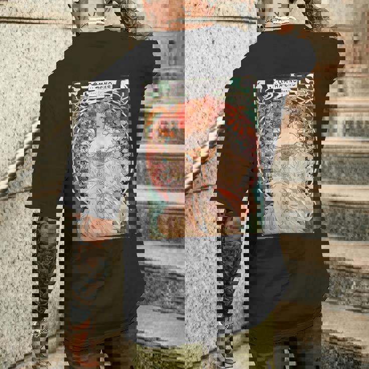 F Champenois Imprimeur-Editeur By Alphonse Mucha メンズTシャツ バックプリント 彼への贈り物