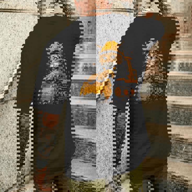 Cat 重機オペレーター メンズTシャツ バックプリント 彼への贈り物