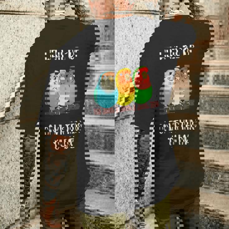 Cute Lovebirds Will Poop On All You Love メンズTシャツ バックプリント 彼への贈り物