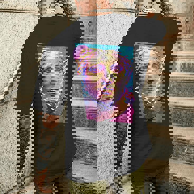 Glitchedenustatueaporwave メンズTシャツ バックプリント 彼への贈り物
