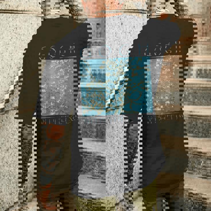 Gogh With The Flow アーモンドブロッサム ヴァン・ゴッホの絵画 メンズTシャツ バックプリント 彼への贈り物