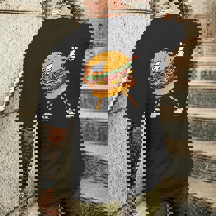 Hamburger チーズバーガー Burger Fast Food Cheeseburger Dabbing メンズTシャツ バックプリント 彼への贈り物