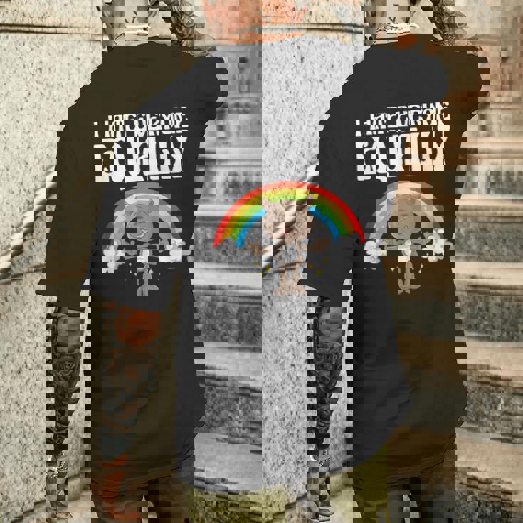 I Hate Everyone Equally 反社会的猫 内向的 メンズTシャツ バックプリント 彼への贈り物