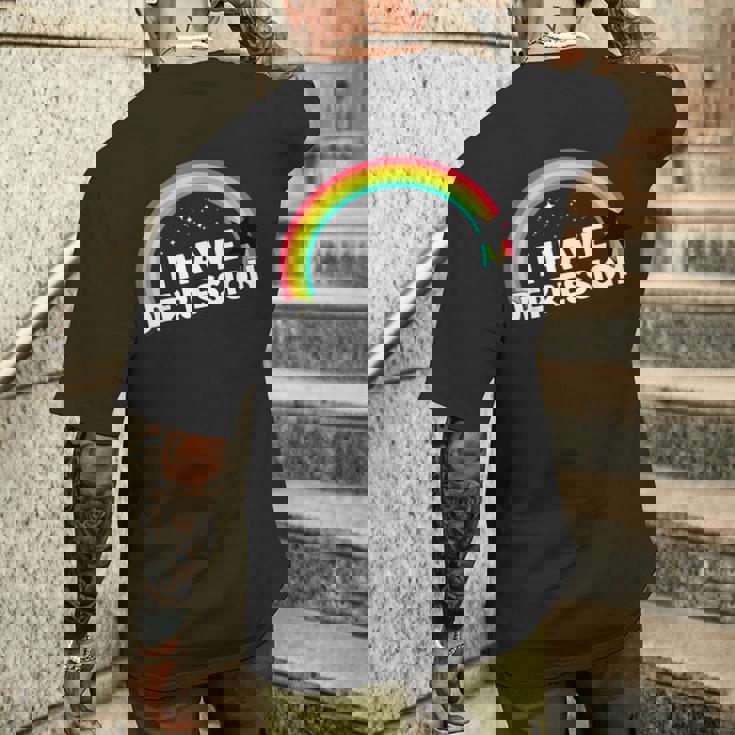 I Have Depression 面白いメンタルヘルスリマインダーギフト メンズTシャツ バックプリント 彼への贈り物