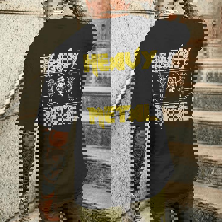 Heavy Metal Death Rock Keleton Horns Up ヘヴィメタル メンズTシャツ バックプリント 彼への贈り物