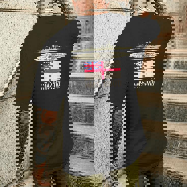 Hms Hood イギリス戦艦図 海軍旗 メンズTシャツ バックプリント 彼への贈り物