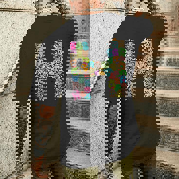 Hモンスターズ アルファベットネーム イニシャル キュート モノグラム メンズTシャツ バックプリント 彼への贈り物