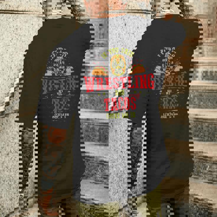 If Youaid Wrestling And Tacos Count Me In Wrestler メンズTシャツ バックプリント 彼への贈り物