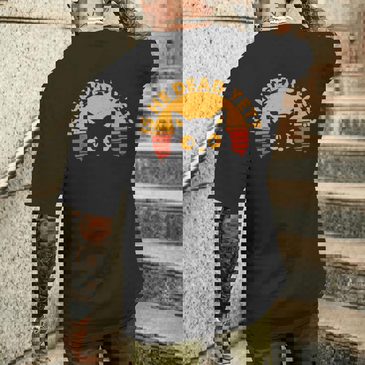 Is-He-Vintage-Dead-Yet 猫 メンズTシャツ バックプリント 彼への贈り物