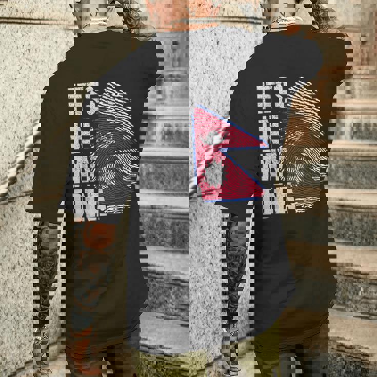 It's In My Dna ネパール ネパール国旗 指紋 メンズTシャツ バックプリント 彼への贈り物