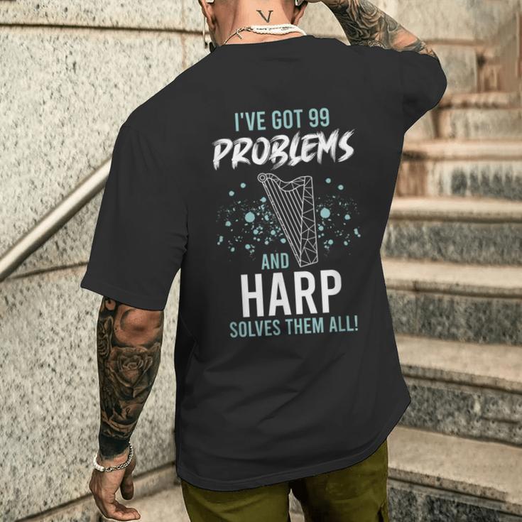 I'Ve Got 99 Problems And Harp Solves Them All Men's Back Print T-Shirt ...