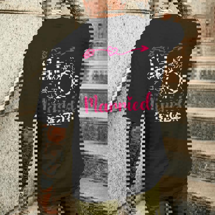 Just Married 2026 Couple Lune De Miel Amoureux De Fiancée T-shirt imprimé au dos Cadeaux pour lui