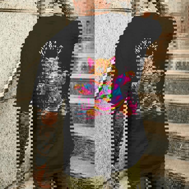 Koaya アリゾナ 踊る猫 カラフル かわいい キティ デザイン 長袖tシャツ メンズTシャツ バックプリント 彼への贈り物