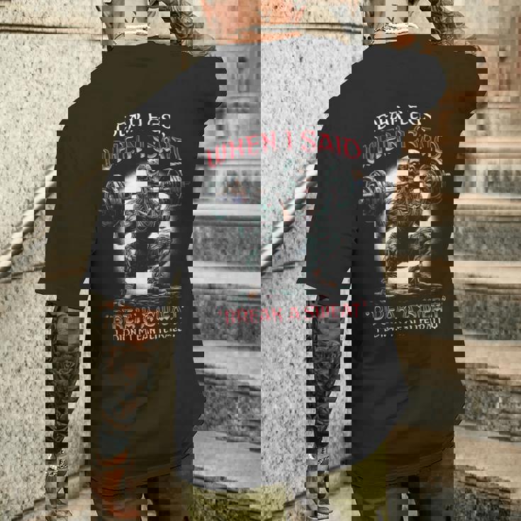 Leg Day 脚 ワークアウト ボディビルダー スクワット 健康 フィットネス ジム メンズTシャツ バックプリント 彼への贈り物