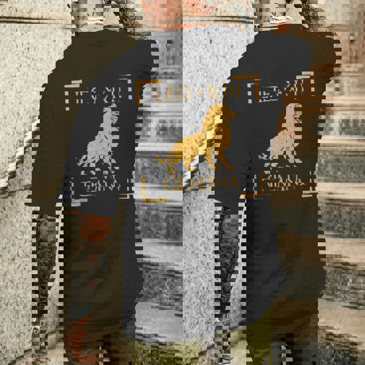 Legio Xiii 双子座ライオンエンブレム ローマ軍 メンズTシャツ バックプリント 彼への贈り物