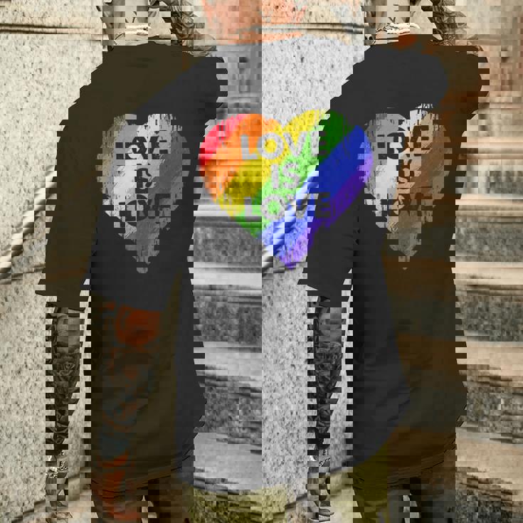 Lgbt Love Is Lovetシャツレトロハートゲイレズビアンプライド月間 メンズTシャツ バックプリント 彼への贈り物