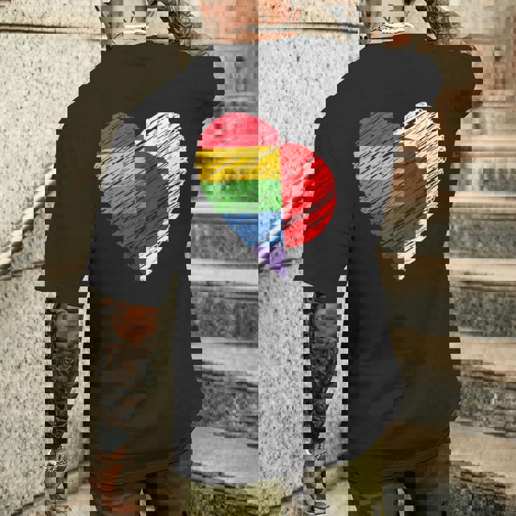 Lgbtq Japan ゲイプライド ハート ゲイとレズビアンの愛 Lgbt メンズTシャツ バックプリント 彼への贈り物