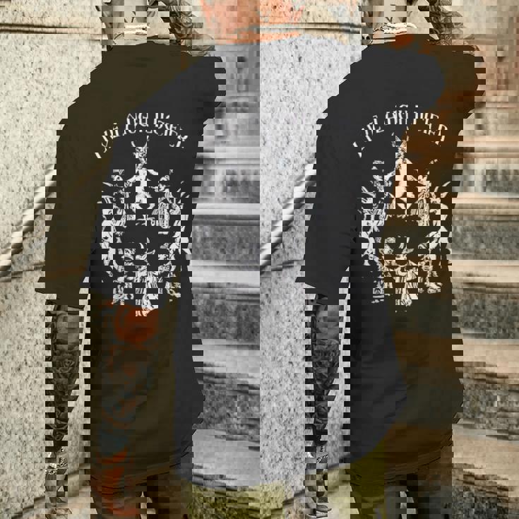 Live Laugh Lucifer ホラー サタン 悪魔 悪魔 悪魔 ヤギ メンズTシャツ バックプリント 彼への贈り物