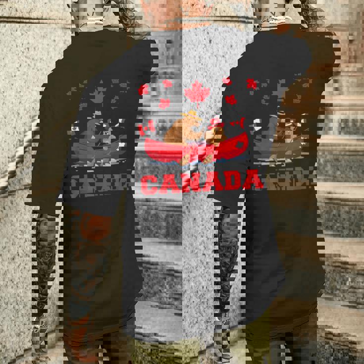 I Love Canada Cool Canada Bear & Chipmunk Cartoon Graphic メンズTシャツ バックプリント 彼への贈り物