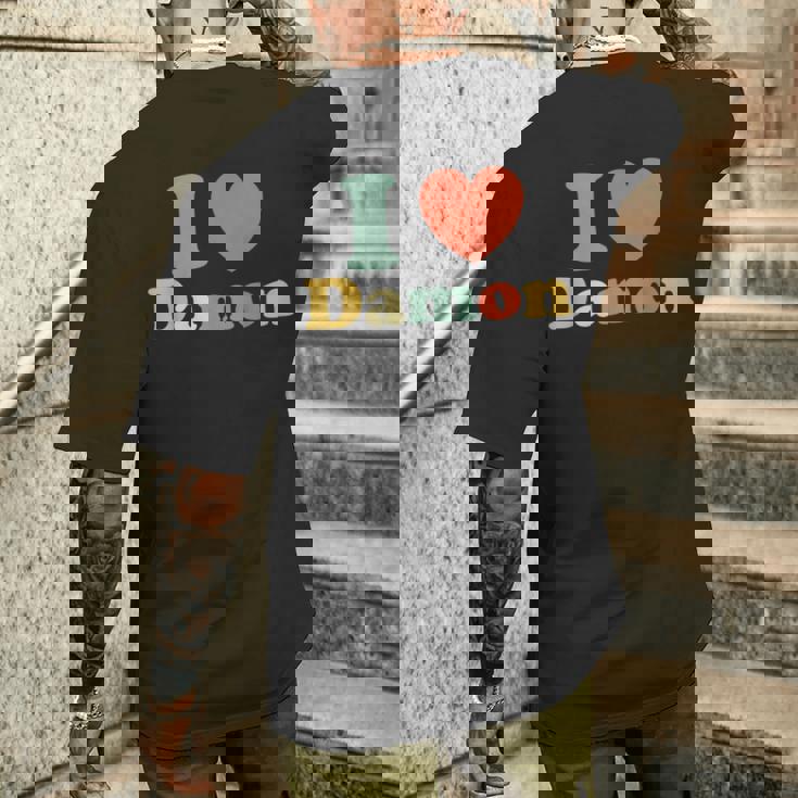 I Love Damon I Heart Damon レッド ハート バレンタイン メンズTシャツ バックプリント 彼への贈り物