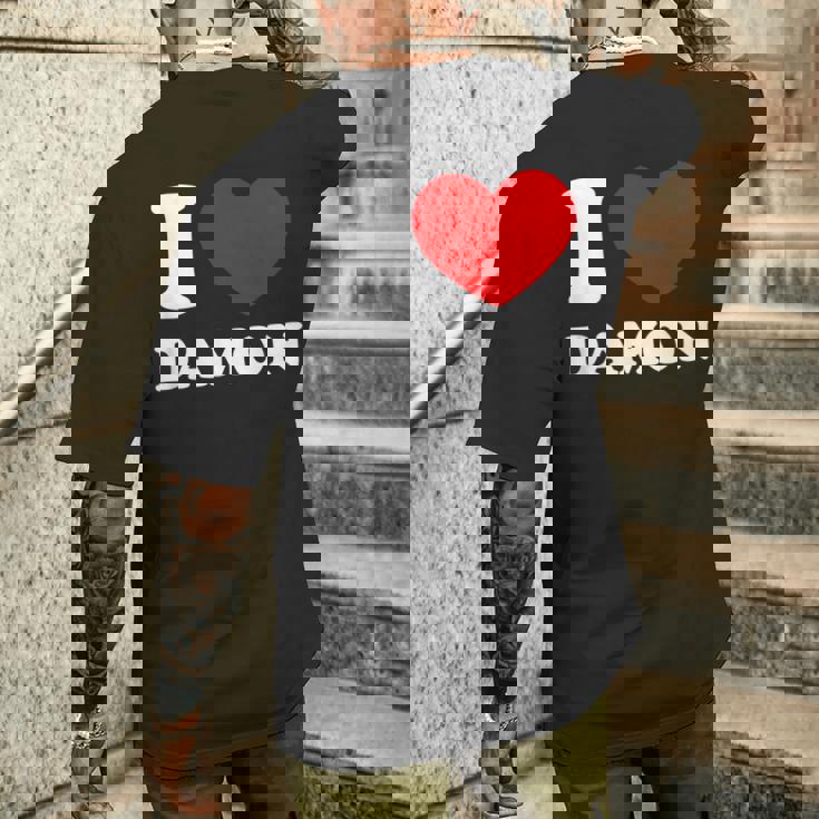 I Love Damon I Heart Damon 面白い名前 Damon メンズTシャツ バックプリント 彼への贈り物