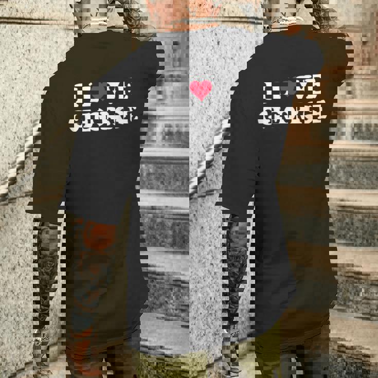 I Love George マッチング ガールフレンド&ボーイフレンド ジョージネーム メンズTシャツ バックプリント 彼への贈り物