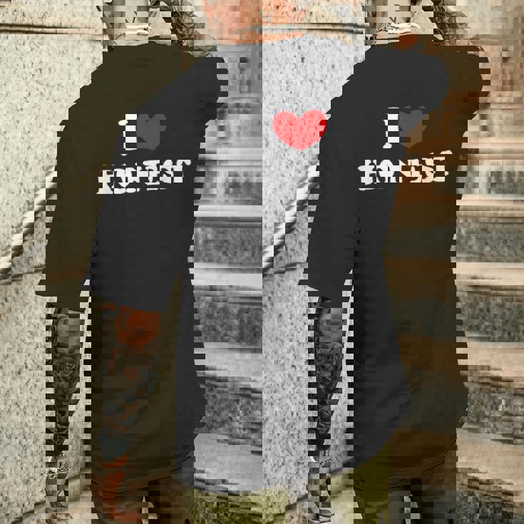 I Love Honest 私は愛する Honest メンズTシャツ バックプリント 彼への贈り物