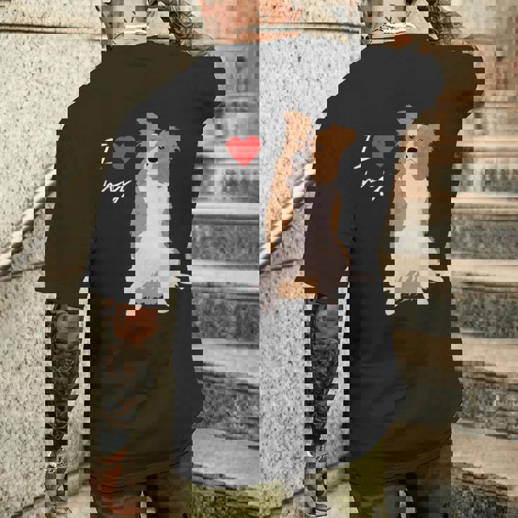 I Love My & Red Merle ボーダーコリー ドッグラバー。 メンズTシャツ バックプリント 彼への贈り物