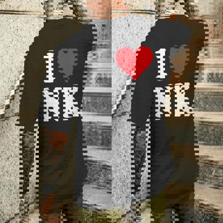 I Love Nk Initials I Heart NK First Last Name N K メンズTシャツ バックプリント 彼への贈り物