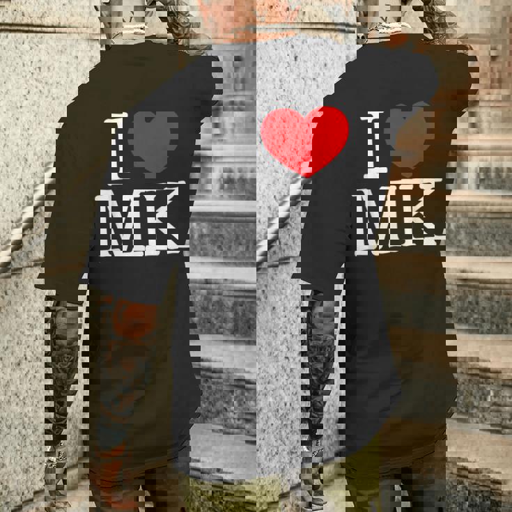 I Love ハート Mk メンズTシャツ バックプリント 彼への贈り物