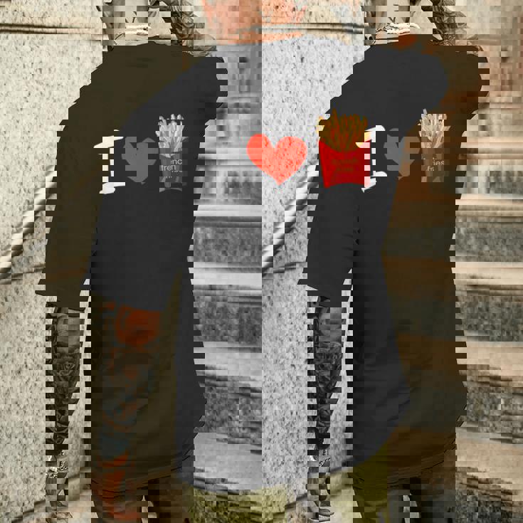 I Love フライドポテト ポテトラバーフライデー メンズTシャツ バックプリント 彼への贈り物