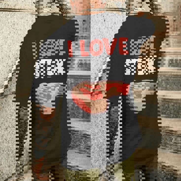 I Loveteak おもしろステーキ バーベキューグリルステーキ メンズTシャツ バックプリント 彼への贈り物