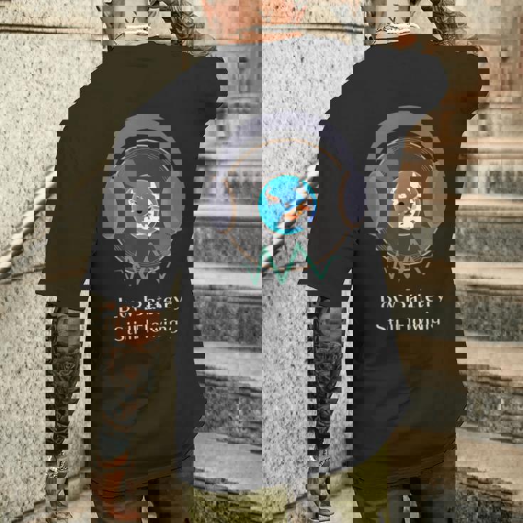 Low Batterytill Flowing 錦鯉 音楽 ヘッドホン 和風 低電力 共感 デザイン メンズTシャツ バックプリント 彼への贈り物