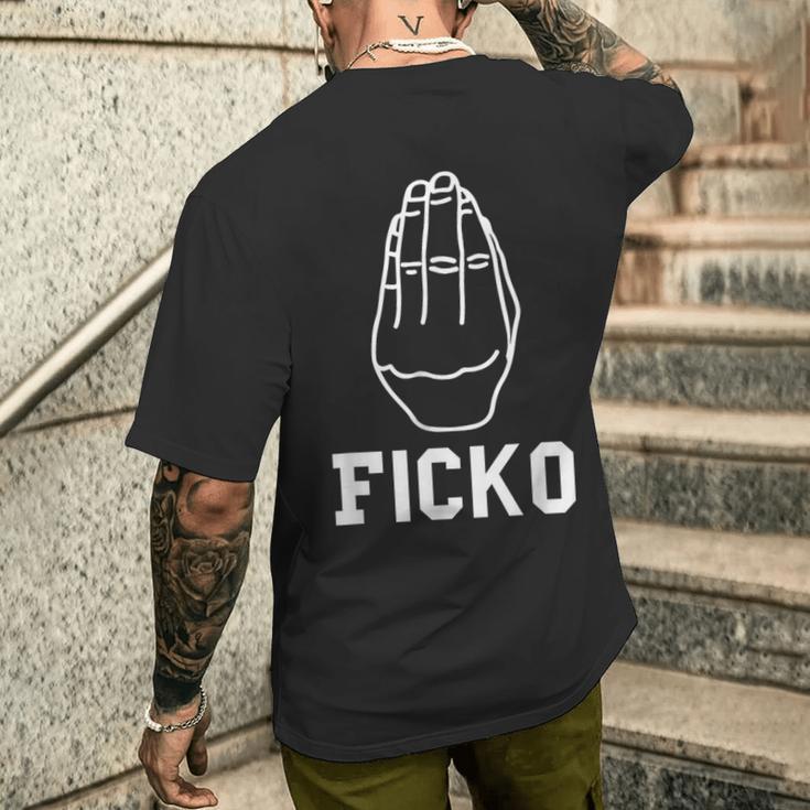 Lustige Italienische Handgeste Figgo Grafik Ficko T-Shirt mit Rückendruck Geschenke für Ihn