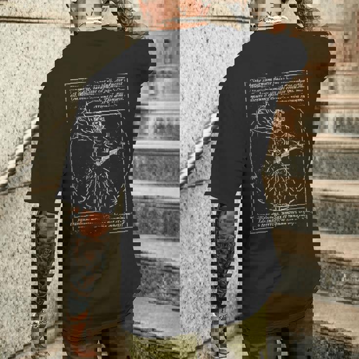 Metal I Death Metal I Heavy Metalitruvian Man Guitar メンズTシャツ バックプリント 彼への贈り物