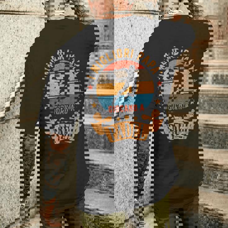 I Migliori Papà Giocano A Padel Tennisilhouette Padelista T-shirt da uomo con stampa posteriore Regalos para él