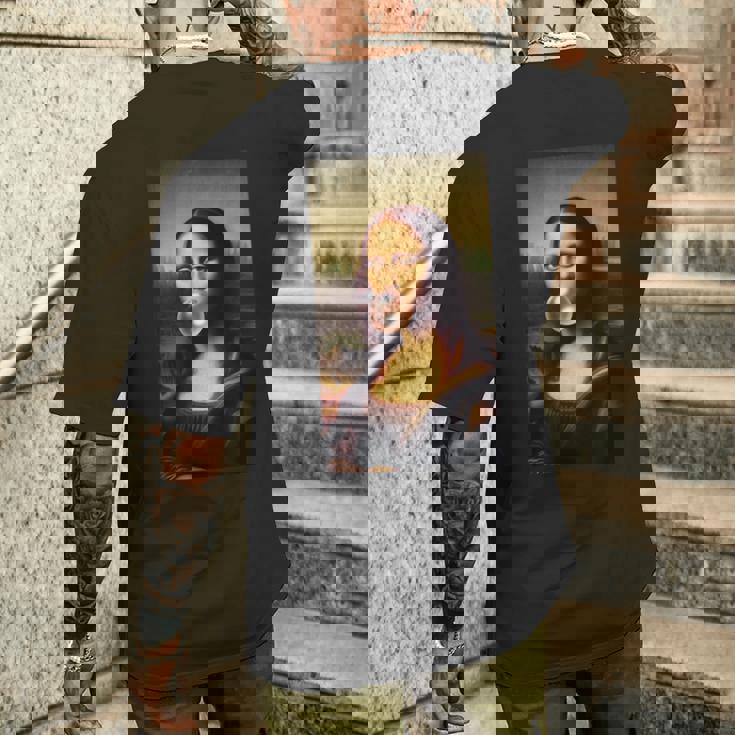 Mona Lisa チューインガム レオナルド・ダ・ヴィンチ ジョコンダ イタリアアート メンズTシャツ バックプリント 彼への贈り物