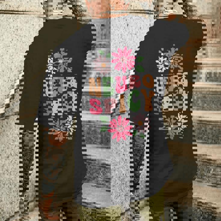 Neurospicy レトロフラワー メンズTシャツ バックプリント 彼への贈り物