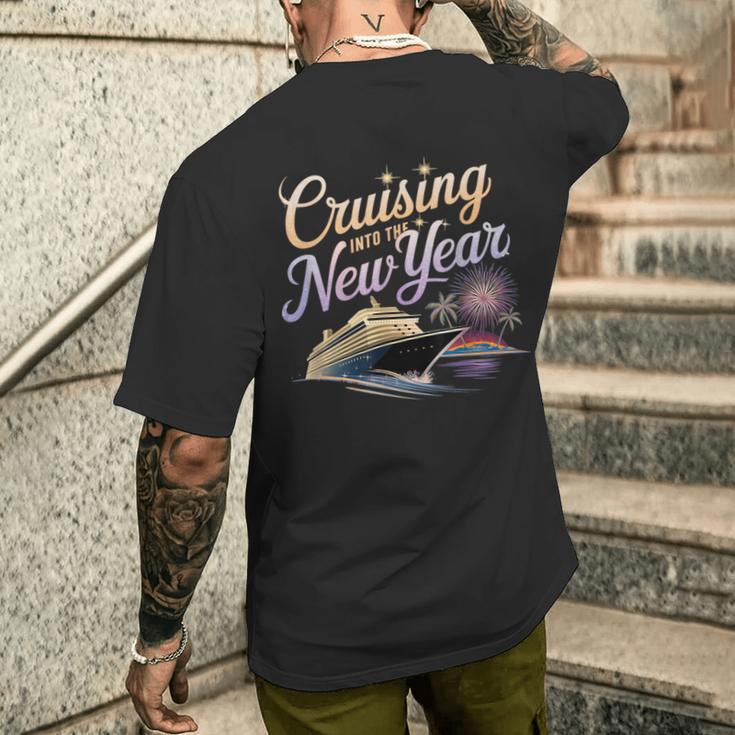 New Year 2026 Cruise Party Celebrations -Adults Black Small Short Sleeve Crew Collar Straight Fit Polyester 100 Unique New Year's Eve Cruise Men's T-shirt Back Print Gifts for Him