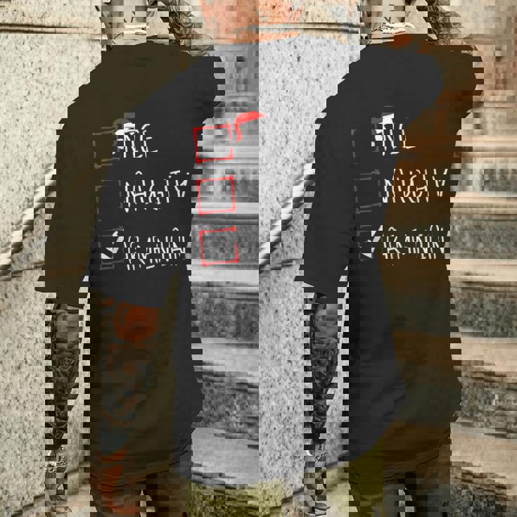 Nice Naughty Armenian Christmas Armenia Roots Heritage Men's Back Print T-Shirt Gifts for Him