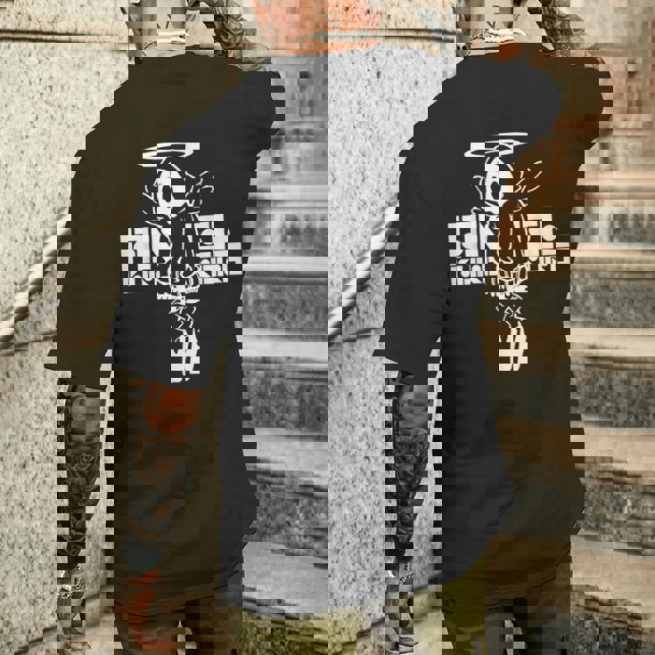 Nog-T-0012-天使-黒 メンズTシャツ バックプリント 彼への贈り物