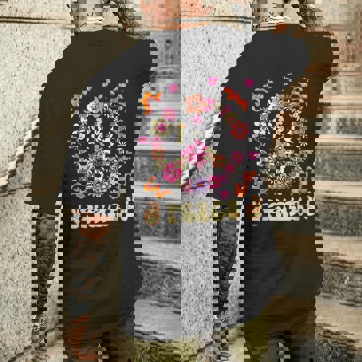 Peace 60年代風 フラワーデザイン メンズTシャツ バックプリント 彼への贈り物