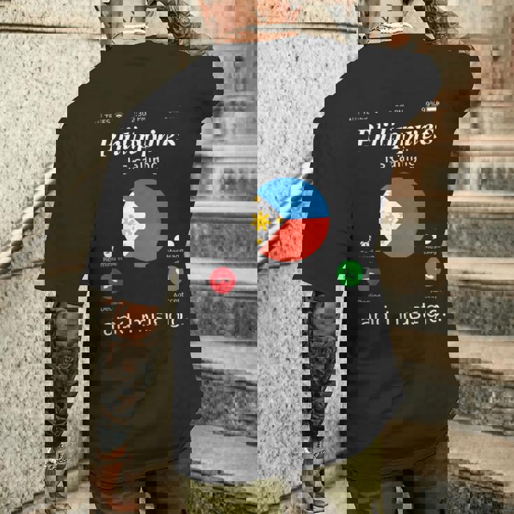 Philippines Is Calling And I Must Go フィリピン国旗シャツ メンズTシャツ バックプリント 彼への贈り物